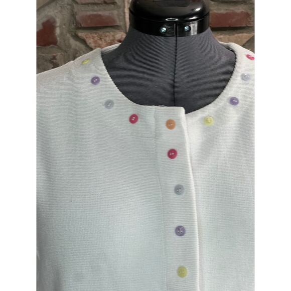 cardigan sweater pastel button detail white pink purple yellow - Picture 3 of 10